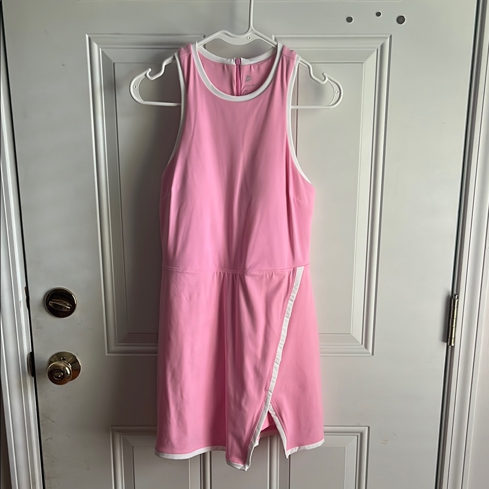 NWOT All in Motion Pink Sleeveless Dress with White Trim